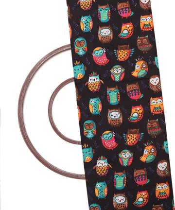 Black Colour Bird Printed Cotton Fabric